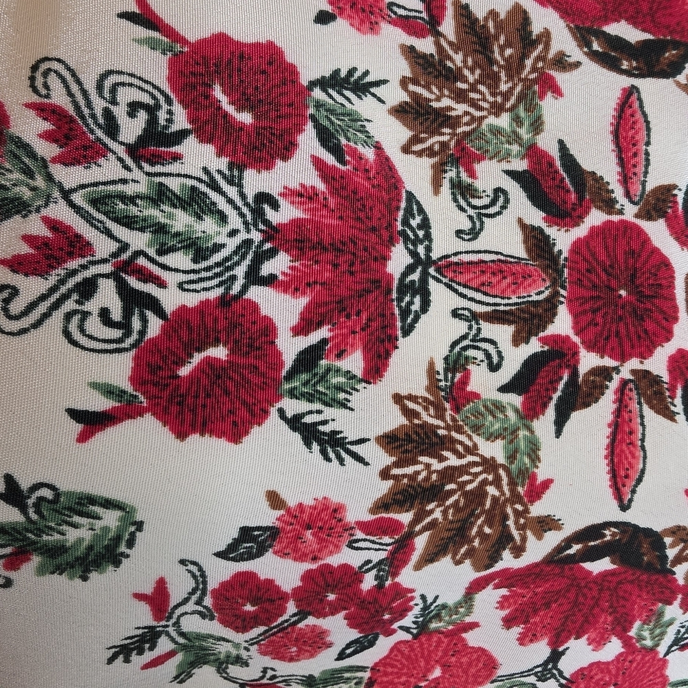 Free People Cream Floral Long Sleeve Boho Dress with Red Accents - Picture 4 of 5